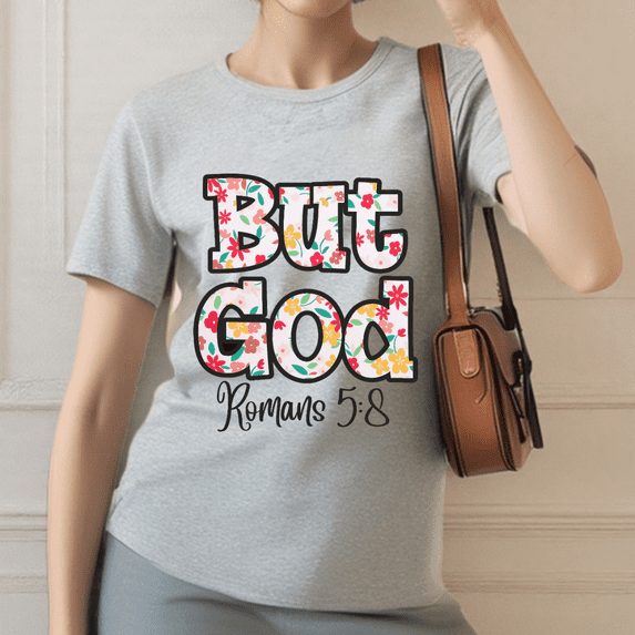 Eco Faith Tee Christian T-Shirt Romans Graphic Top Sustainable Design Soft Cotton Comfort Fit Gray S-3XL