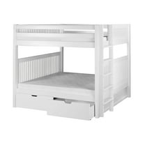 Eco-Flex Furniture C1613L-DR Camaflexi Full Mission Headboard, End Ladder Over Bunk Bed with Drawers - White