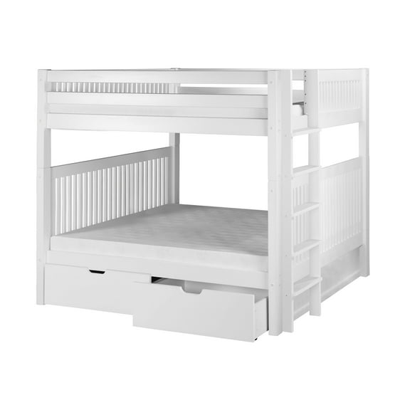 Eco-Flex Furniture C1613L-DR Camaflexi Full Mission Headboard, End Ladder Over Bunk Bed with Drawers - White