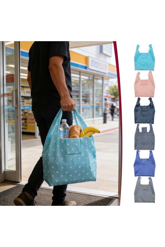 Eco Foldable Shopping Tote, Waterproof Oxford Square Storage Bag, Reinforced Handle Grocery Bag, Portable Reusable Bag for Shopping, Travel, Grocery, Home & Daily Use, 13.9*3.1*21.6in, D