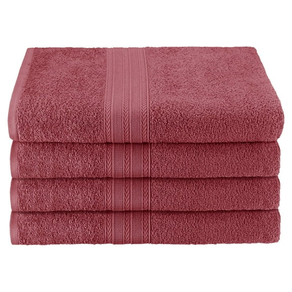 Eco-Friendly 100% Cotton Ring-Spun 4-Piece Bath Towel Set Rosewood