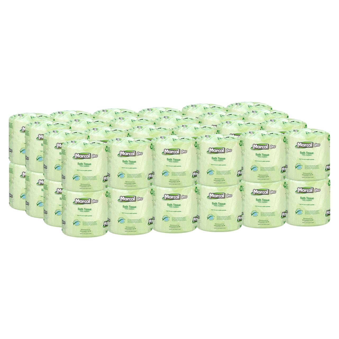 Eco Friendly 100% Recycled Toilet Paper, 2 Ply Bath Tissue 242 Sheets Per Roll, 48 Rolls Individually Wrapped,No Dyes, White