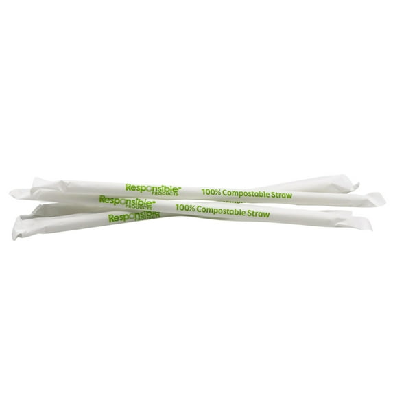 Eco-Friendly 7.75" inch White Biodegradable & Compostable Straw
