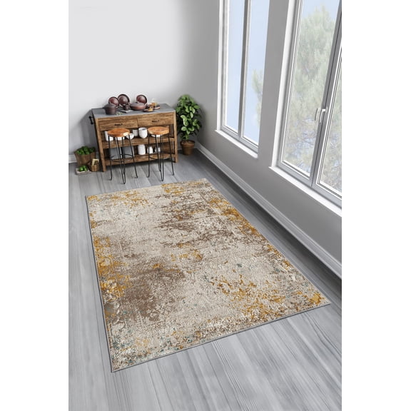 Eco-Friendly Area Rug (5.9 x 9.2 ft), 100% Polyester, 650 g/m | Antibacterial, Non-Slip PVC Dot Underside, 0.2 in Pile Height | Machine Washable, Digital Print Design