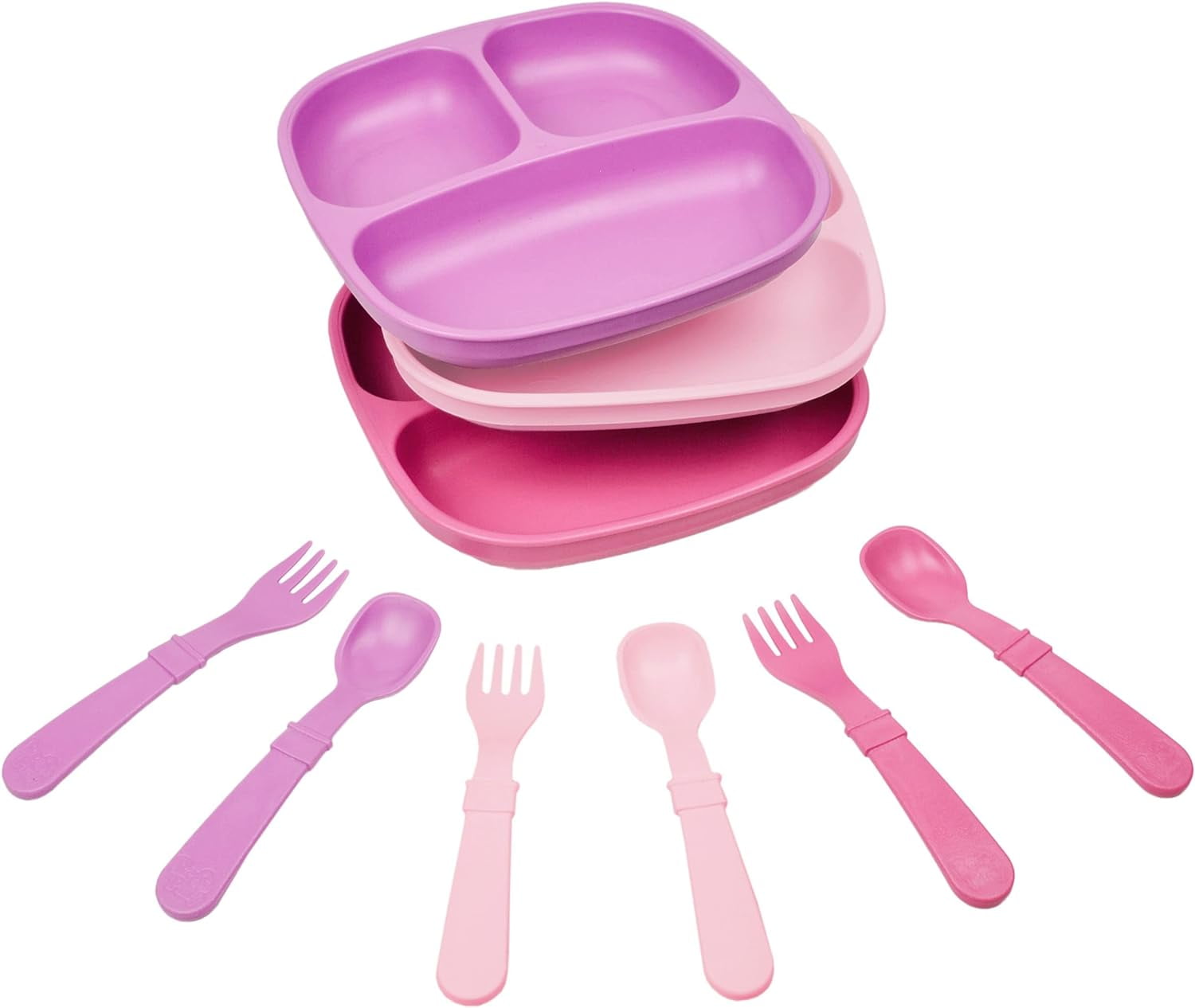 EcoFriendly BPAFree 3 Meals a Day Set 3 Divided Plates, 3 Sets of