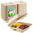 thumbnail image 1 of Clamshell Take Out Food Containers 8" x 8” (50 Pack) 3-Compartment, Disposable To Go Container, Togo Boxes With Lids, Trays for Lunch, Dinner, Meal-Prep, Eco Friendly, 1 of 4