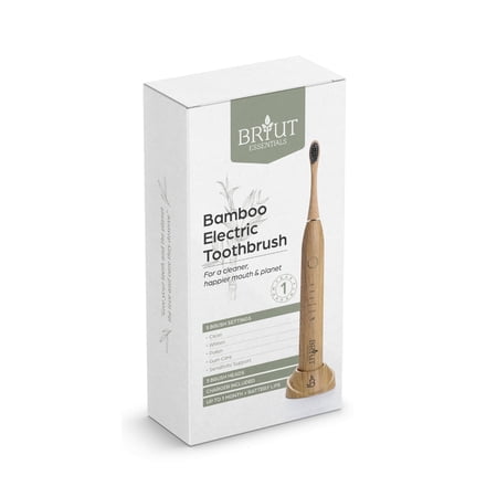 Eco Friendly Bamboo Electric Sonicare Toothbrush – 5 Brush Modes Sonic Toothbrush with 3 Replacement Heads – Deep Cleaning Rechargeable Toothbrush