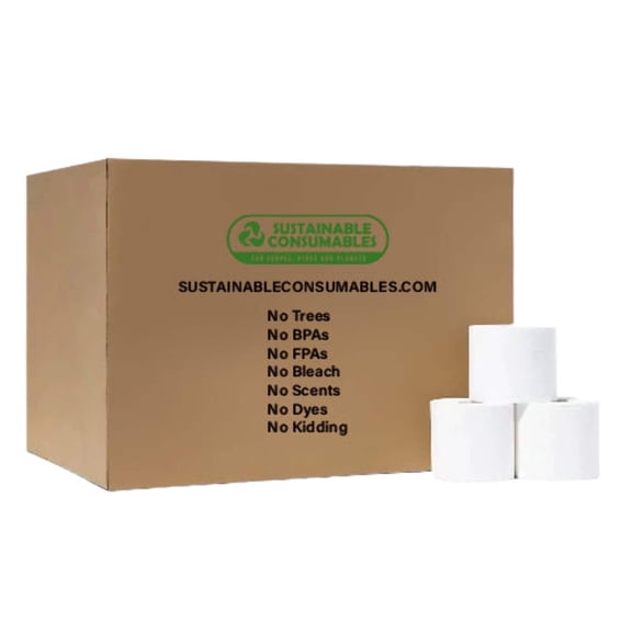 Eco-Friendly Bamboo Toilet Paper | Sustainable & Compostable | 2 Ply Strength,1000 Sheets Per Roll | Fast Dissolving & Septic-Safe Toilet Paper Rolls | 48 Rolls Per Case|4 by 4 inch