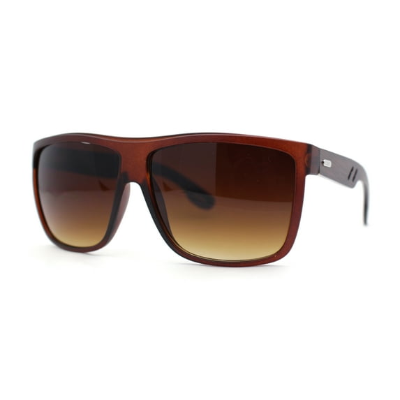 Eco Friendly Bamboo Wood Arm Large Flat Top Horn Rim Hipster Sunglasses All Brown