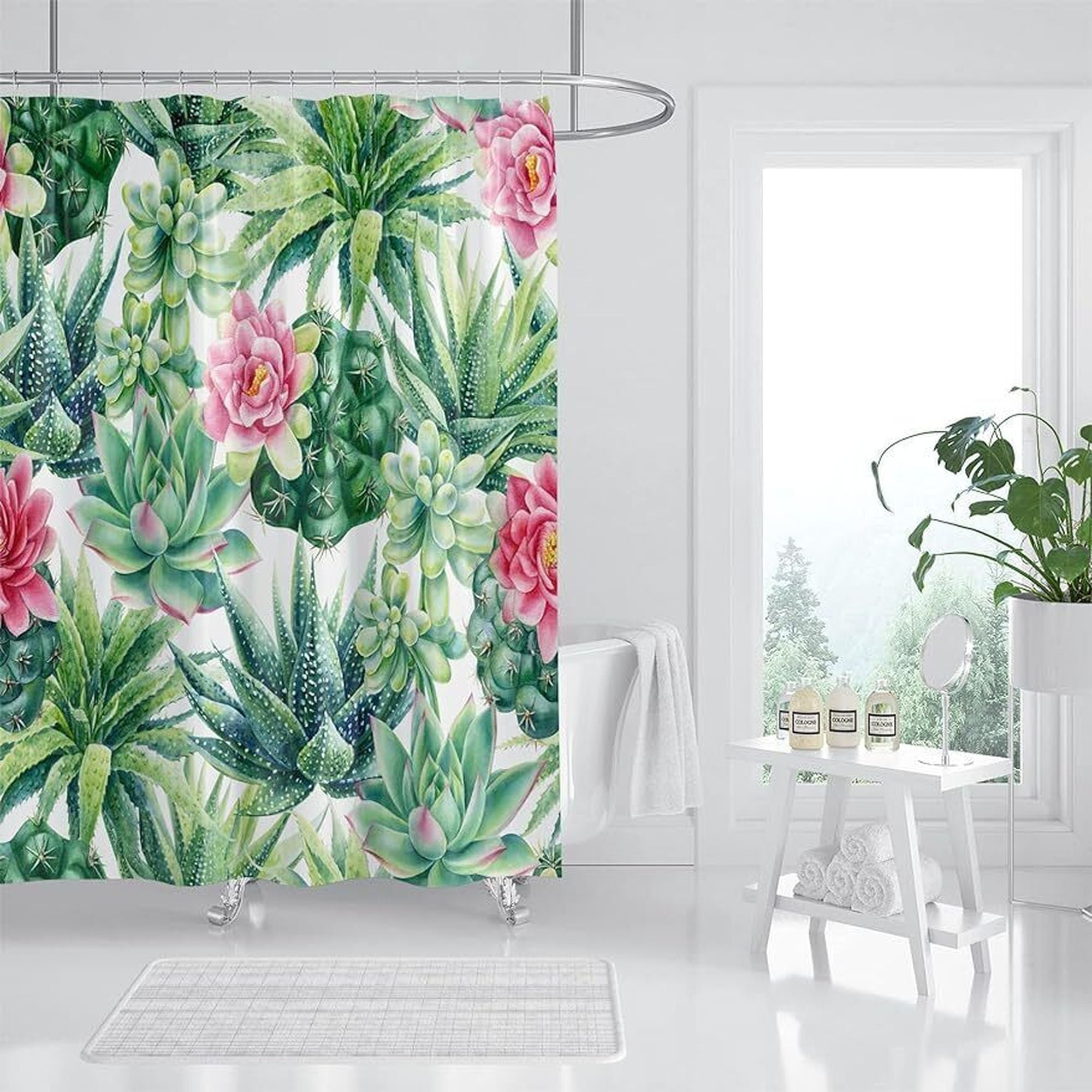 EcoFriendly Bathroom Bliss Sustainable Floral Shower Curtains