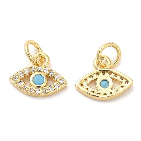 Eco-Friendly Brass Micro Pave Cubic Zirconia Charms Lead Free & Cadmium Free Eye Golden 8x11x2mm Hole: 1mm