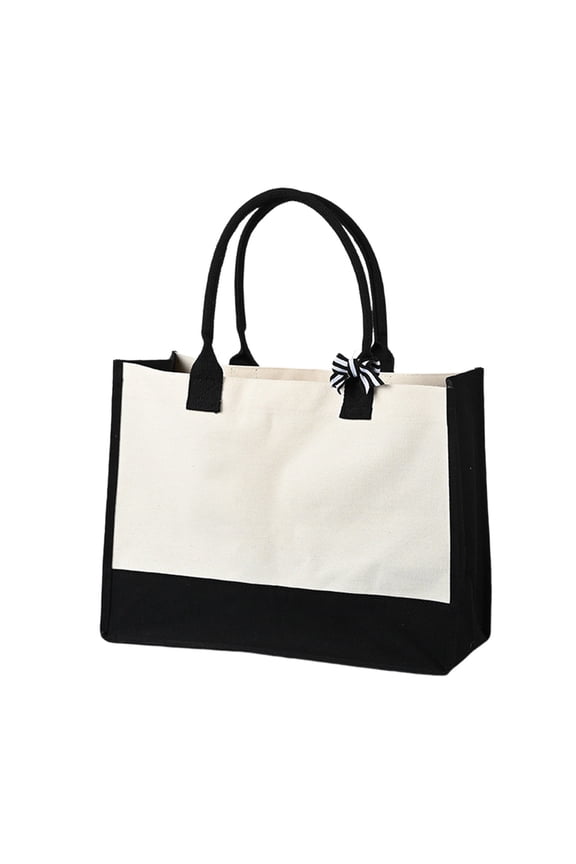 Eco-Friendly Canvas Tote Bag - White Reusable Fashion Handbag, Lightweight Shopping Bag for Travel Daily Grocery Storage