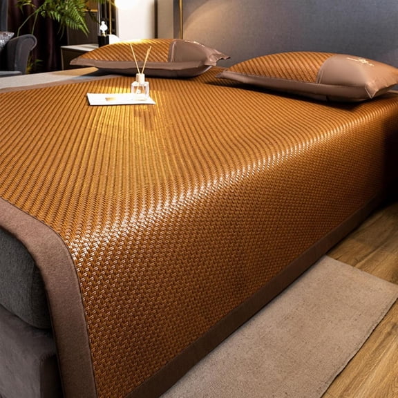Eco-Friendly Carbonized Bamboo Summer Sleeping Mat, Foldable Cooling Mattress Topper & Bed Cover, Breathable Cushion for Bedroom Sofa Chair, Ultimate Comfort