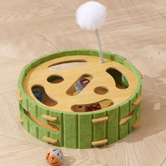 Eco-Friendly Cat Scratcher ToyCats Play Board forPlaying Clawing Square Design Green & Yellow Felt SisalMaterial Compact Size 30cm