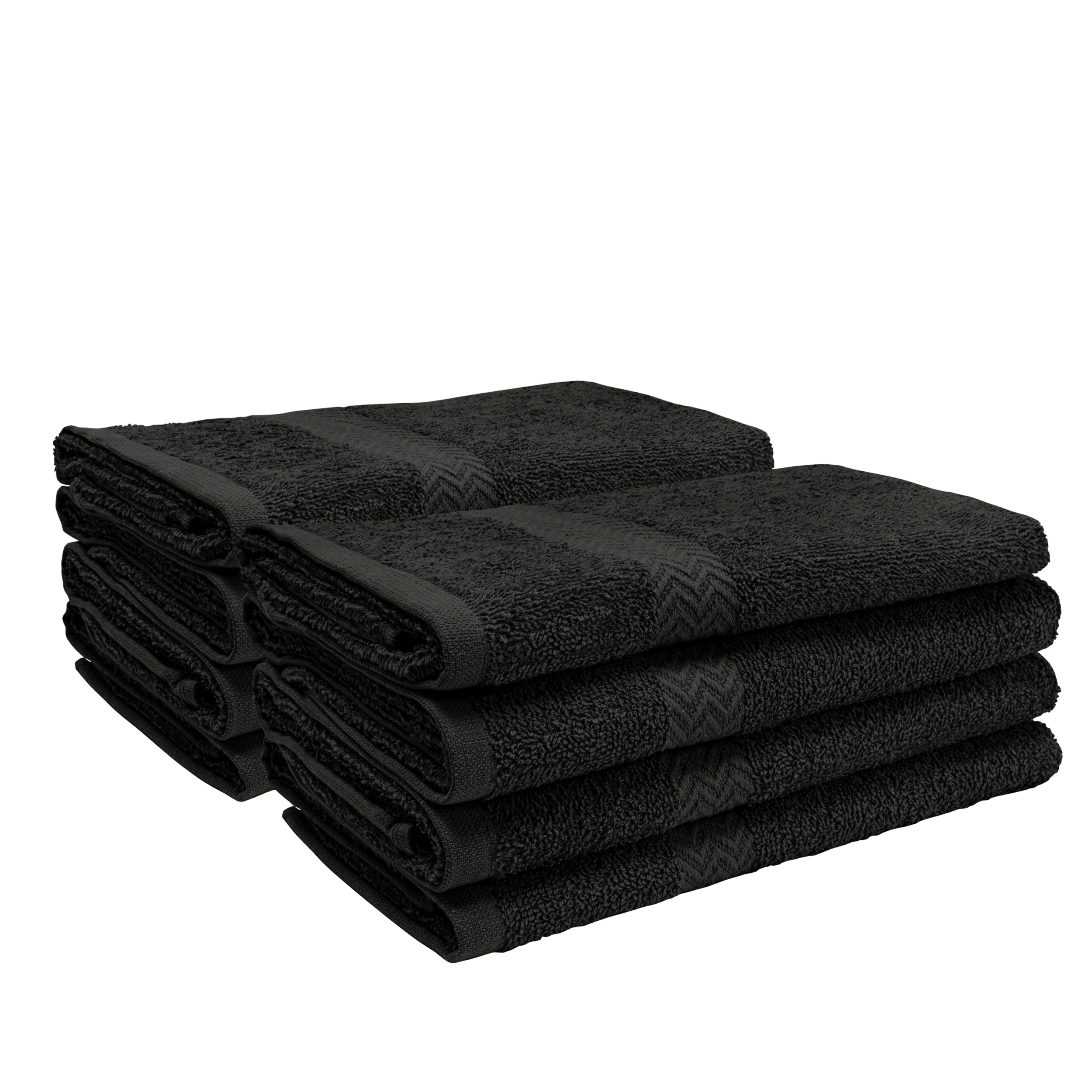 Eco-Friendly Cotton 8-Piece Hand Towel Set, Black by Blue Nile Mills