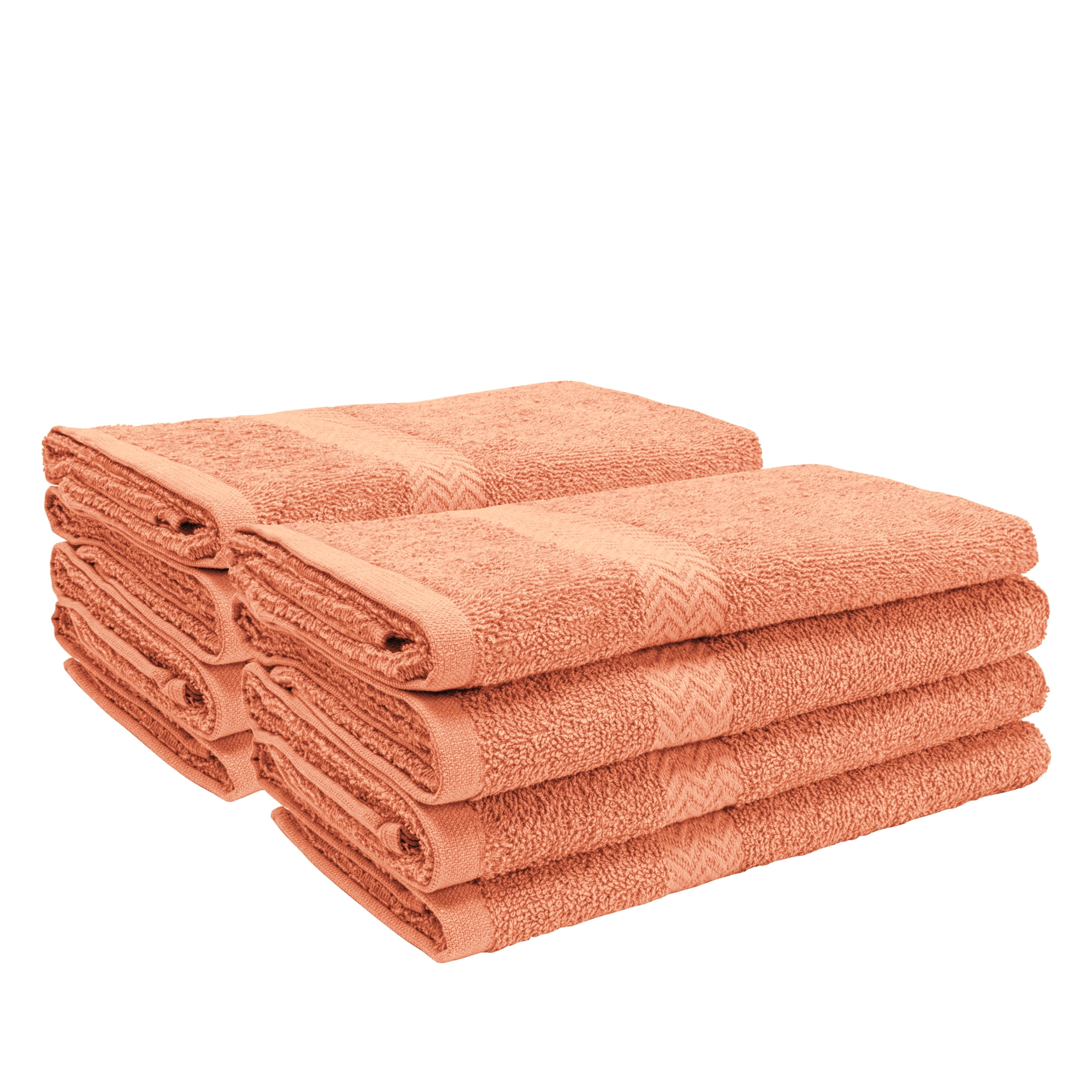 Eco-Friendly Cotton 8-Piece Hand Towel Set, Coral by Blue Nile Mills
