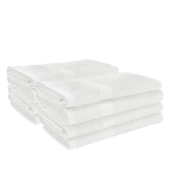 Eco-Friendly Cotton 8-Piece Hand Towel Set, White by Blue Nile Mills