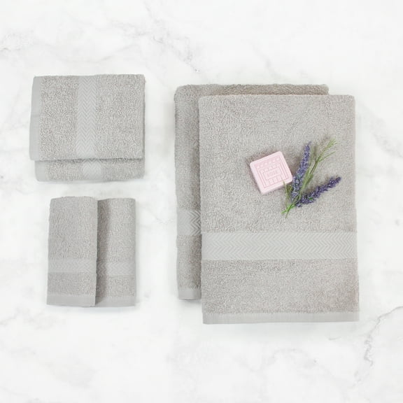 Eco-Friendly Cotton Towel by Blue Nile Mills- 6-Piece, Silver