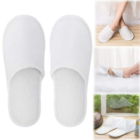 Eco-Friendly! Cozeii Disposable Slippers for Guests, 28 Pair Pack, Non-Slip Hotel & Spa Slippers, Soft Plush, Individually Wrapped, for Travel, Shoeless Home, White, Home Hospitality, 11"x4.3"