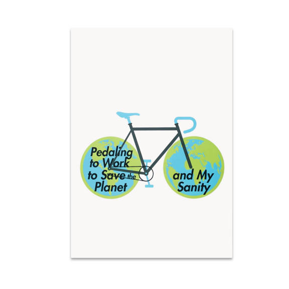 Eco-Friendly Cycling Decor - Green Commuter Cyclists - 13x19 Poster Print