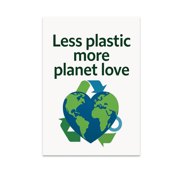Eco Friendly Decor - Less Plastic More Planet Love - 13x19 Poster Print