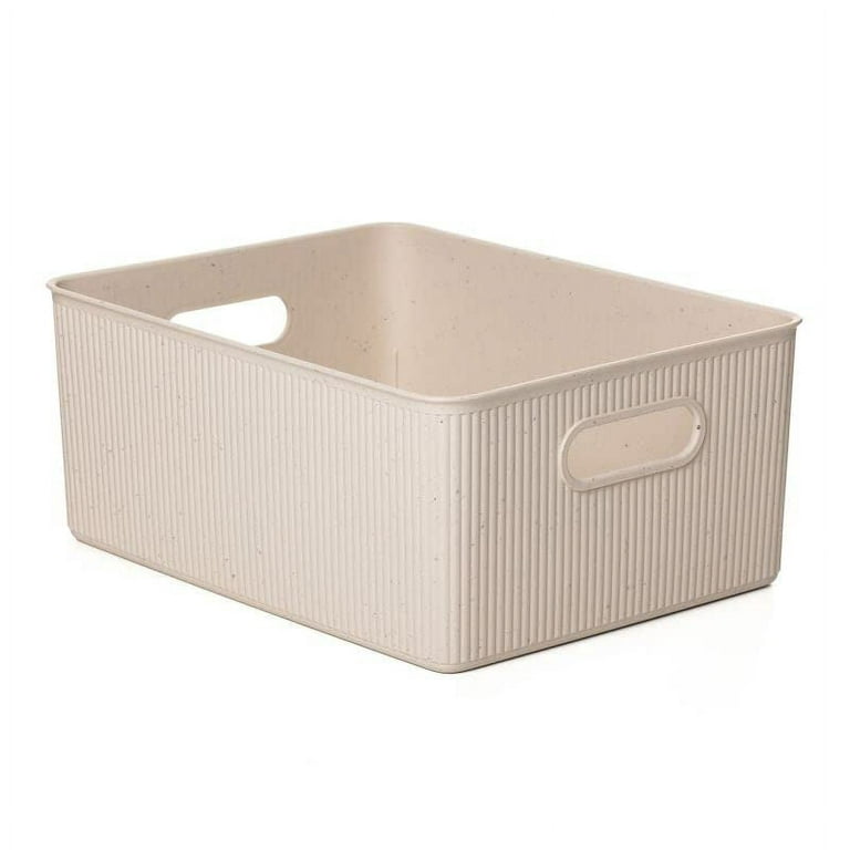 Eco-Friendly Decorative Plastic Open Home Storage Bins Organizer Baskets,  Large (1 Pack) Container Boxes for Organizing Closet Shelves Drawer Shelf 