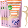 thumbnail image 1 of Eco-Friendly Dental Floss Picks (200ct) - Flossers Made With Straw Wheat Blend Strong Anti-Shred Thread For Tight Gaps Tooth Pick Stick Adults Soft on Gum & Teeth Vegan Unflavored, 1 of 3