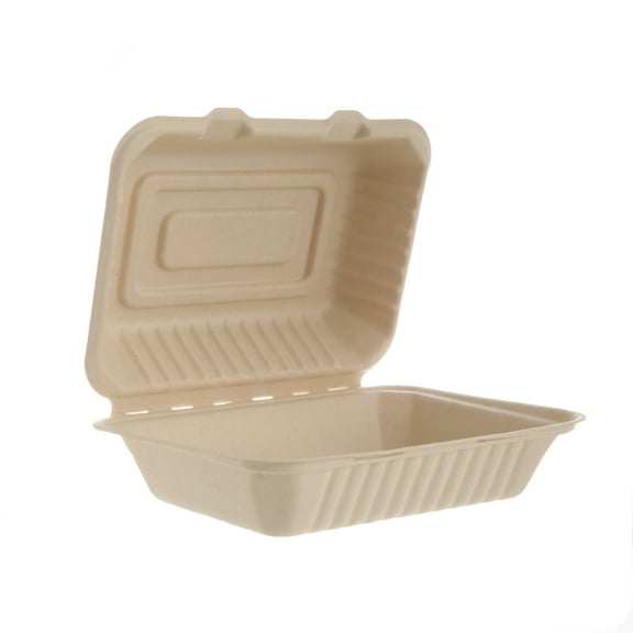 Eco-Friendly Disposable 9x6 Clamshell Boxes (50 pack) - Made from sugarcane fiber