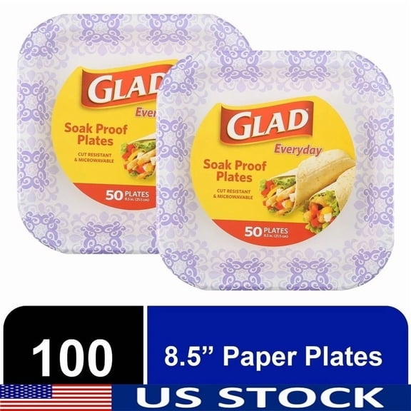 Eco-Friendly Disposable Paper Plates Biodegradable Party Supplies 100 Count New