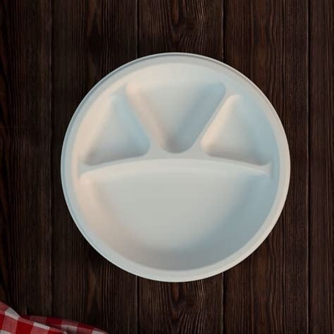 Eco-Friendly Disposable Plates 11 Inch 4 compt Sturdy, Biodegradable Party Plates for Events, Birthdays, and Daily Use (Pack of 25, Round/White)