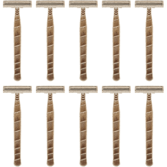 Eco-Friendly Disposable Razor Twin Blade Shaving Razor for Men and Women Biodegradable Wheat Straw Handle Made from Recycled Materials - Pack of 10