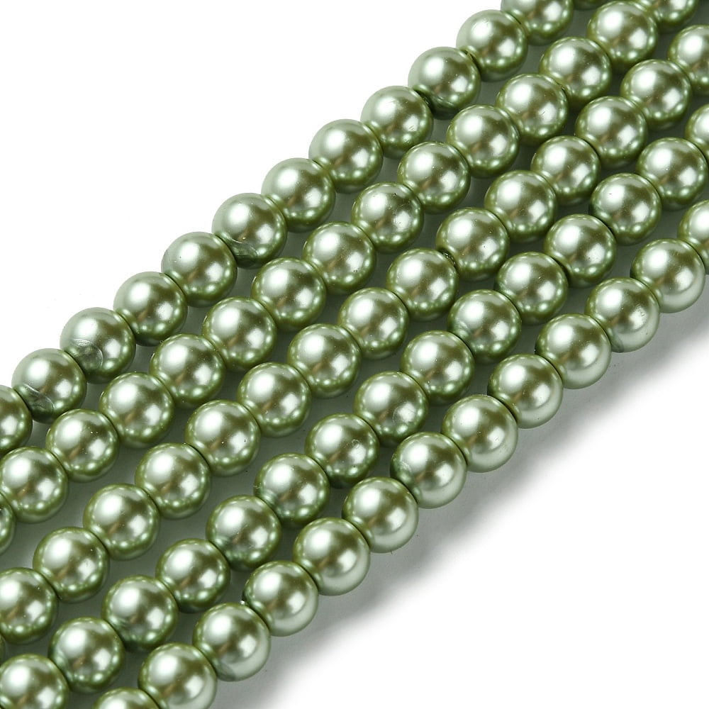 Eco-Friendly Dyed Glass Pearl Beads Strands Grade A Round Cotton Cord Threaded Dark Sea Green 6mm Hole: 1.2~1.5mm 70pcs/strand 15.7 inch