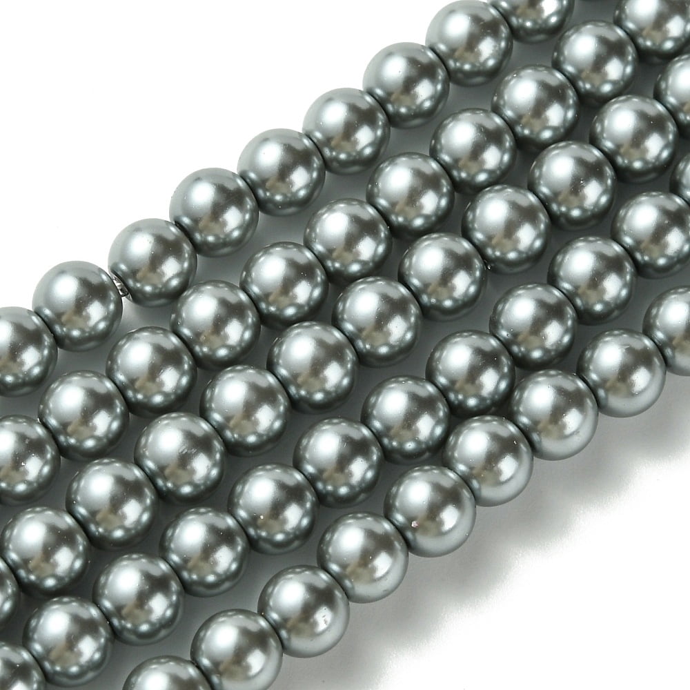 Eco-Friendly Dyed Glass Pearl Beads Strands Grade A Round Cotton Cord Threaded Slate Gray 6mm Hole: 1.2~1.5mm about 70pcs/strand 15.7 inch