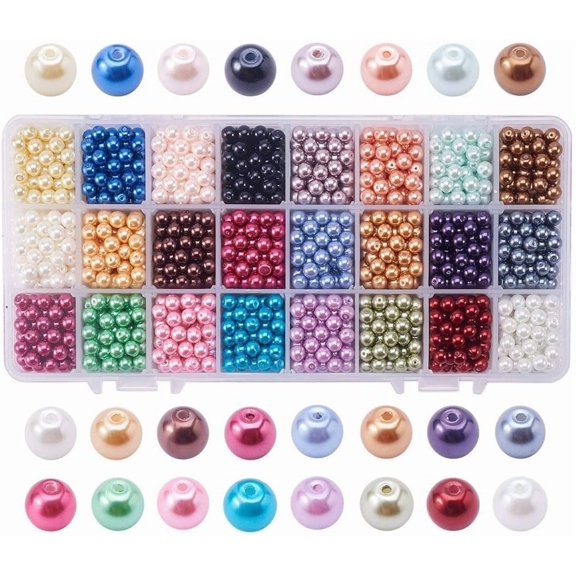 Eco-Friendly Dyed Glass Pearl Round Beads Mixed Color 6mm Hole: 1.2~1.5mm 60pcs/compartment 1440pcs/box