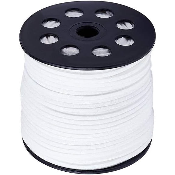 Eco-Friendly Faux Suede Cord Faux Suede Lace White 3.0x1.4mm about 98.42 yards(90m)/roll