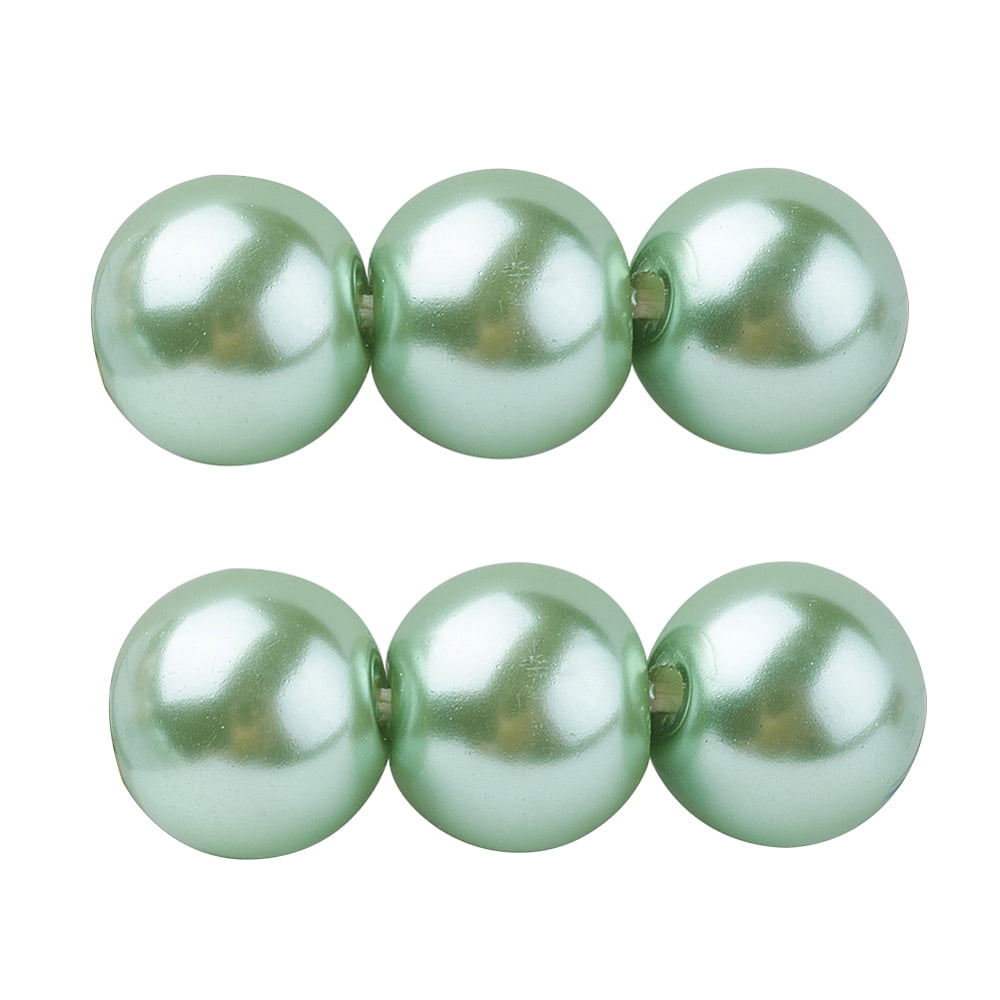 Eco-Friendly Glass Pearl Beads Pearlized Round Medium Spring Green 6mm Hole: 1.2~1.5mm 68pcs/Strand 16''(40.64cm)