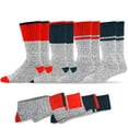 thumbnail image 1 of Eco Friendly Heavy Weight Recycled Cotton Thermals Boot Socks 4 Pairs (10-13, Solid-Red/Blue), 1 of 7