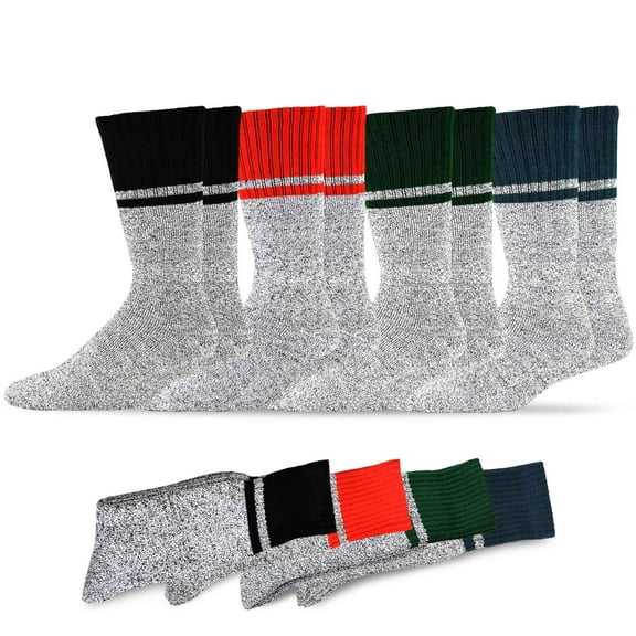 Eco Friendly Heavy Weight Recycled Cotton Thermals Boot Socks 4 Pairs (9-11, Colorblock)