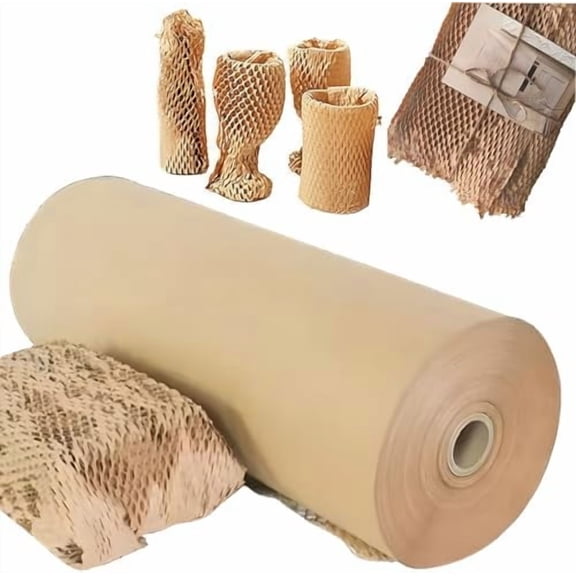 Eco Friendly Honeycomb Packing Paper, 15" x 820' Honeycomb Cushioning Wrap Roll for Moving Shipping Packaging Gifts, Recyclable Paper Bubble Wrap Alternative$$Office
