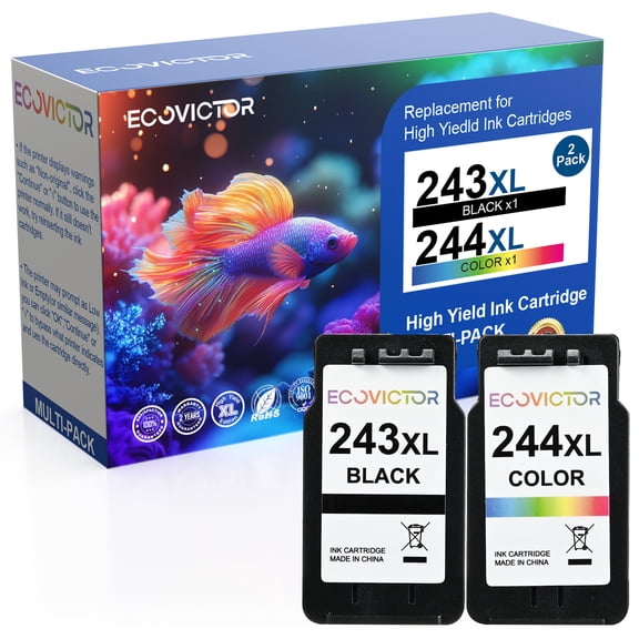 Eco-Friendly Ink Cartridge Replacement for Canon 243 244 243XL 244XL PG-243 CL-244 Black and Color 2 Pack Compatible for TR4520 MG2522 TR4522 TS3320 TS3120 TS202 MX492 MG2922 MG3020 Printer