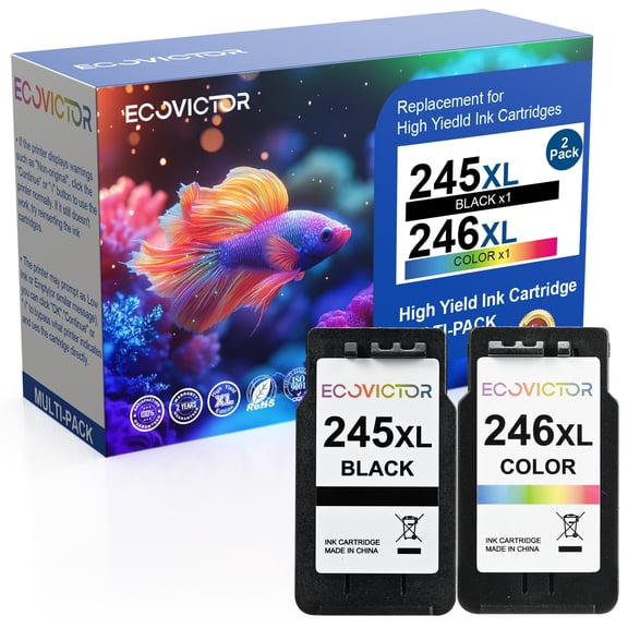 Eco-Friendly Ink Cartridge Replacement for Canon 245XL 246XL Black and Color Combo 2 Pack 245 246 PG-245 CL-246 XL for PIXMA TR4520 TR4522 TR4500 TS3320 MX492 MG2522 MG2920 MG3029 Printer