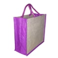 thumbnail image 1 of Eco-Friendly Jute Bag with Accent Color, Jute Tote, Shopping Bag Magenta, 1 of 2