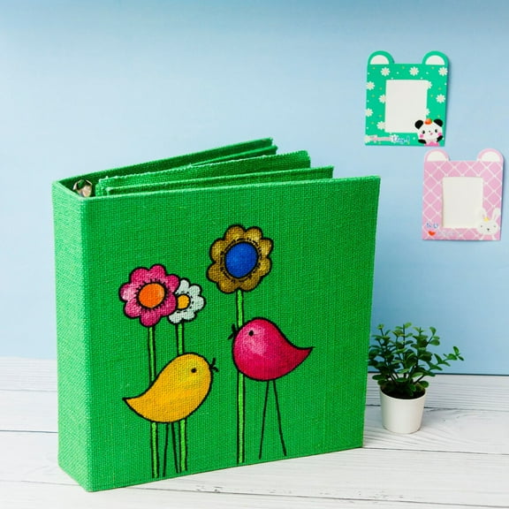 Eco Friendly Jute Binder Folder with Bird Design- School Supplies- Office Supplies -Hand Made Sustainable