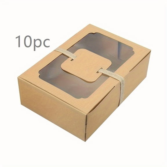 Eco-Friendly Kraft Paper Gift Box with Clear PVC Window for Cookies Candies Cakes Sustainable Bakery Packaging for Birthdays Weddings Christmas Parties