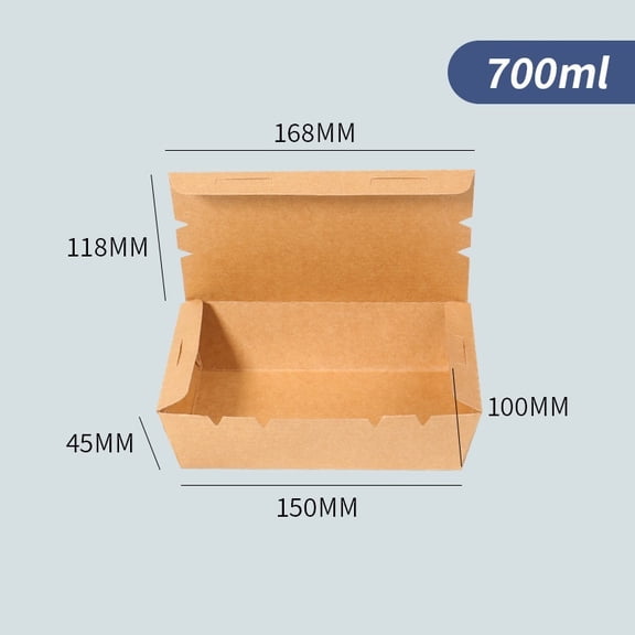 Eco-Friendly Kraft Paper Lunch Box - Rectangular Takeaway Packaging for Salads, Fried Chicken, and Light Meals - 10 Pack