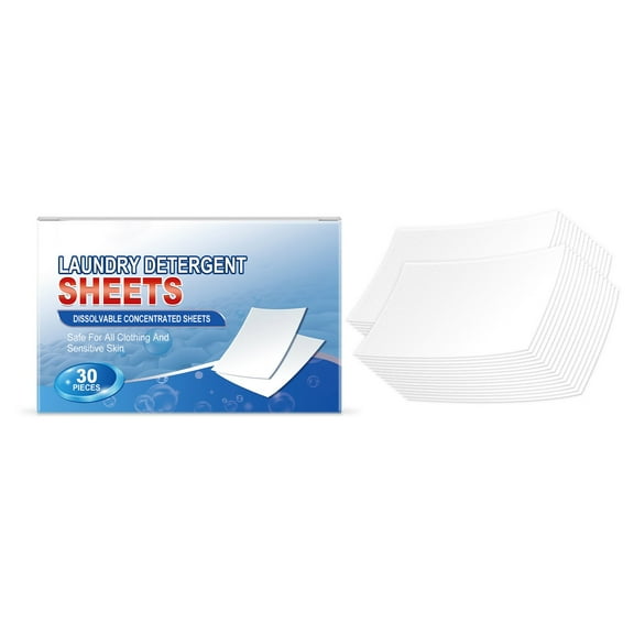 Eco Friendly Laundry Detergent Sheets, Dissolvable Concentrated Sheets, Plant based Free and Clear Strips for HE machine, Travel Friendly, Home Clothes Washing - Safe for Sensitive Skin 30 Sheets