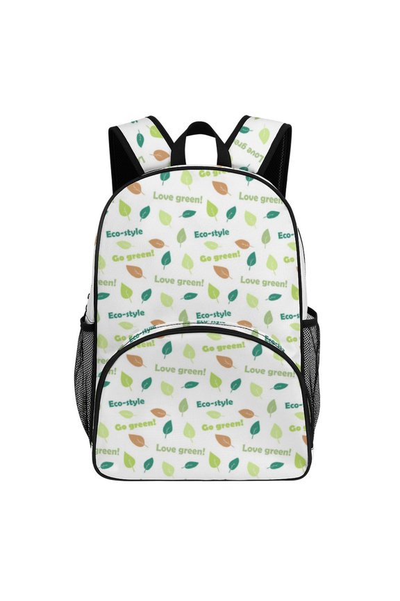 Eco Friendly Leaf Pattern Backpack Travel Laptop Casual College Daypack Back to Bag
