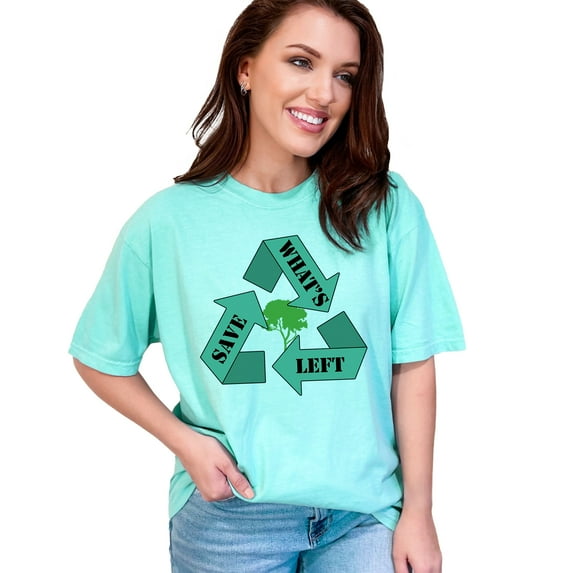 Eco-Friendly Message Save What's Left, Chalky Mint Comfort Colors T-Shirt, Small