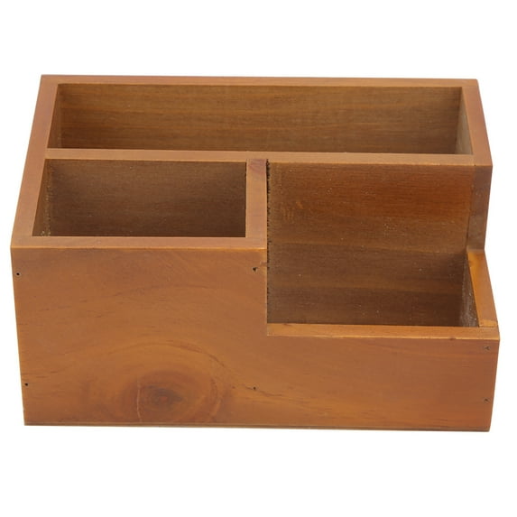 Eco-Friendly Natural Pine Wood Vintage Wooden Mail Sorter, Stylish Rustic Wood Desk Organizer with Classic Brown Finish for Desktop Essentials Organizer