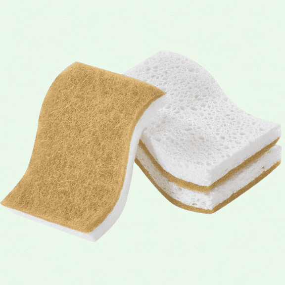 Eco-Friendly Natural Sponges 3-Pack, Biodegradable Plant-Based Kitchen Scouring Sponges for Non-Scratch Cleaning, Odorless